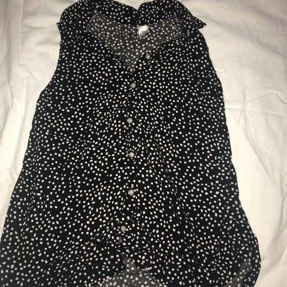 Button up T-shirt, white polkadots - Picture 1 of 2